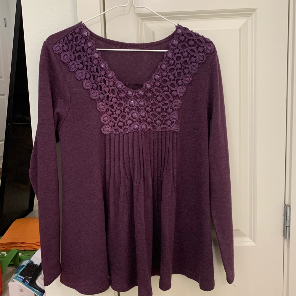 purple long sleeve with jewel details